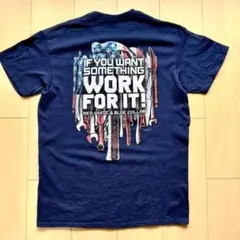 ⁠【US古着】DELTA ワーク 半袖Tシャツ M ネイビー プリント 星条旗⁠のサムネイル