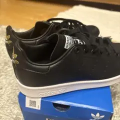 スタンスミス W 黒23 Cracked Leather Black Gold