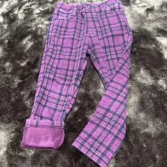 裏起毛　紫色 チェック柄 ストレートパンツ 110cm