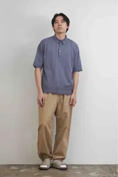 Kics document. KNIT POLO ニットポロシャツ (BLUE)