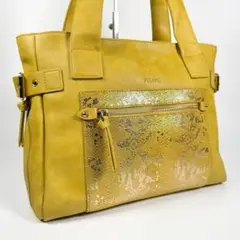 美品 A4収納 軽量 フィラノ トートバッグ イエロー 自立 肩がけ ビジネス