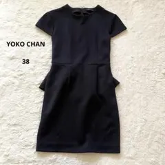 YOKO CHAN ペプラム ノースリーブ ドレス ワンピース 38 M 白黒 - メルカリ