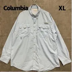コロンビア PFG フィッシングシャツ 水色 XL 速乾メッシュ【6651】