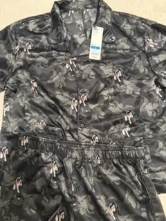undercover×GU黒花柄半袖 ルームウェア上下Mディズニー