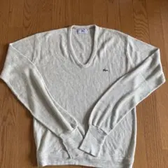 80s IZOD LACOSTE Vネックアクリルニット US L 糸巻き