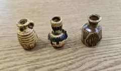 陶器製ミニ花瓶3個セット　アンティーク一輪挿し