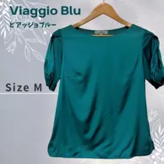 美品✨Viaggio Blu 半袖 カットソー ターコイズブルー M相当 光沢感