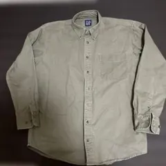 90s old gap カーキシャツXL 厚手チノ　ミリタリー