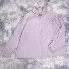 【F】コーデュロイシャツ　パープル　春秋　綿100％ レディース　フリーサイズ