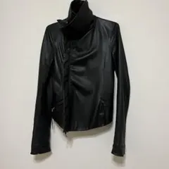 EKAM ニット切替 レザージャケット ハイネック ブラック エカム EKAM ニット切替 レザージャケット ハイネック ブラック エカム