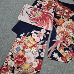 紺色 振袖 牡丹 桜 帯締め 重ね衿 セット - メルカリ