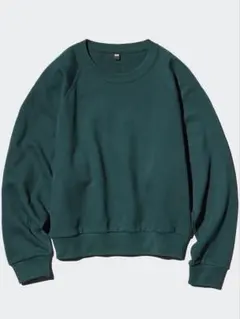 新品　ユニクロ スウェットクロップドシャツ　Ｌ　グリーン