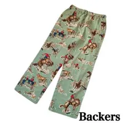 Backers カウボーイ 総柄 パジャマパンツ Lサイズ グリーン 美品