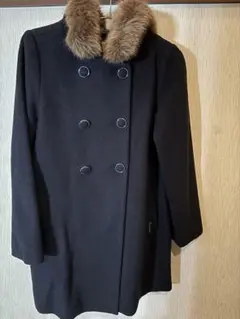 pom ponette 紺色ファー付きコート