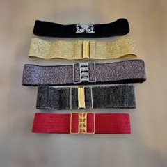 社交ダンス　伸縮性ウエストベルト 5本セットのサムネイル