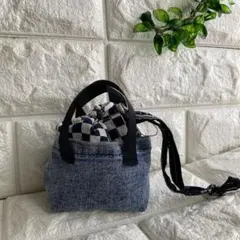 デニムリメイク　ミニトートバッグ　デニムバッグ　ファッション小物　ハンドメイド