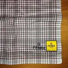 FENDI　フェンディ　ハンカチ　新品未使用　ブラウン系　チェック柄　綿　日本製