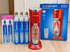 sodastream PU6001/PURE レッド炭酸水メーカー 交換ボンベ付 - メルカリ
