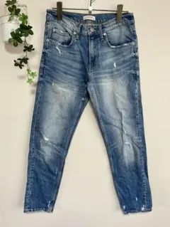 ZARA WOMAN ライトブルーデニム スリムフィット　クラッシュ加工
