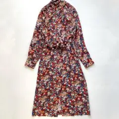 近年物　アーペーセー　素敵　ボタニカル　フラワープリントロングシャツワンピース