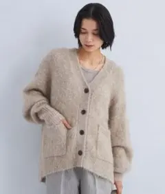美品✨グリーンレーベルリラクシング アルパカシャギー Vネックカーディガン