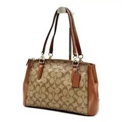 COACH コーチ ハンドバッグ 2way シグネチャー ブラウン レザー