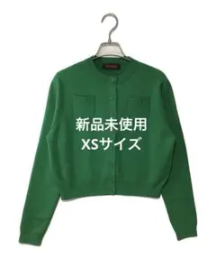 CABAN コットンカシミヤ クルーネックカーディガン　グリーン　XS