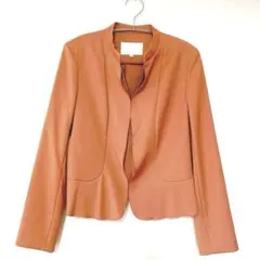 【美品】NATURAL BEAUTY テラコッタ　ノーカラージャケット　春服