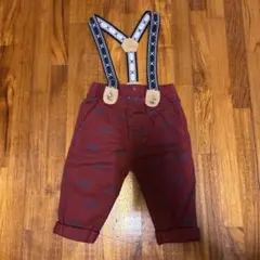 赤いサスペンダー付きボトムス 0〜3m