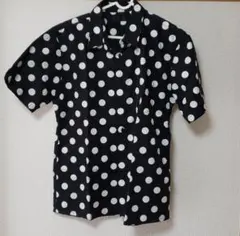 666 黒白水玉 半袖シャツ L ドットのサムネイル