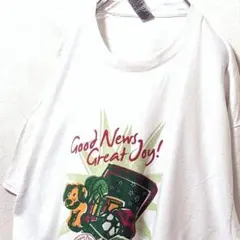 ギルダン グッドニュースグレートジョイ! ロゴ Tシャツ ホワイト白XL古着