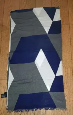 iCB 幾何学模様 ストール ネイビー グレー