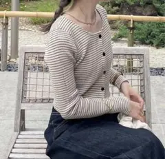 nugu aimey ボーダークロップドカーディガン