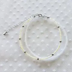 ブルベ■2連ビーズブレスレット レモン パール ブルベース