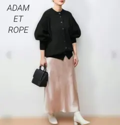 ADAM ET ROPÉ 　アダムエロペ　ブラック ラウンドスリーブカーディガン