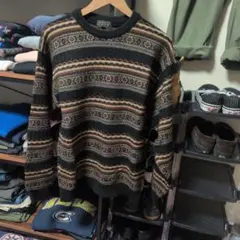 ZEHO 総柄 クルーネックニット