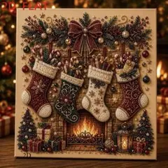 新品未使用☆パールアート絵画キット『クリスマス暖炉と靴下』