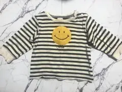 ストライプ スマイル 長袖Tシャツ 80cm petitmain