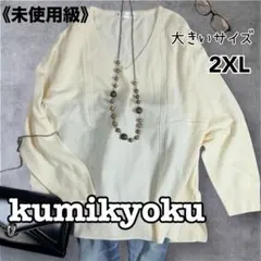 未使用級　組曲　ウール　カシミヤ混　柔らかなVネックニット　大きいサイズ　2XL