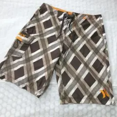 Hurley水着チェック茶色