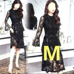 総レース❣️ドレス 膝丈ワンピース 結婚式 謝恩会 二次会 M