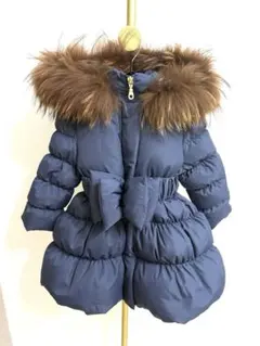 リアルファー　petit RUIRUE ベルト付き　ネイビー ダウンコート