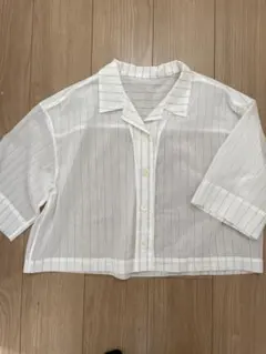 BEAUTY &YOUTH UNITED ホワイトストライプ半袖シャツ