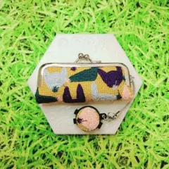 ミナペルホネン✨repo マスタード✨朱肉付　がま口　印鑑ケース