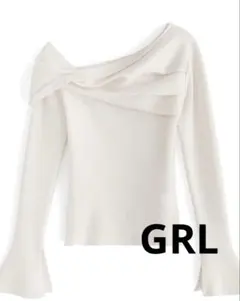 [新品タグ付き]GRL クロスベルスリーブ　リブ編み オフショルダートップス