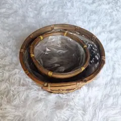 竹製鉢カバー大小2個セット