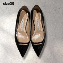 【美品】PELLICO サイズ35 エナメル　ブラック フラットシューズのサムネイル