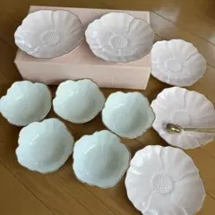 花びら型陶器食器セット 10点