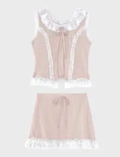 Mmeeme Lace line knit ribbon setup - メルカリ