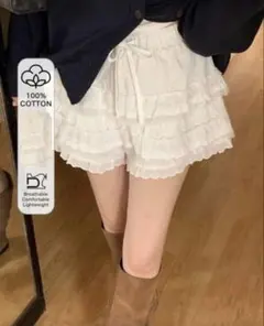 DAZY レースパッチワークショートパンツ優雅 ホワイト SHEIN
